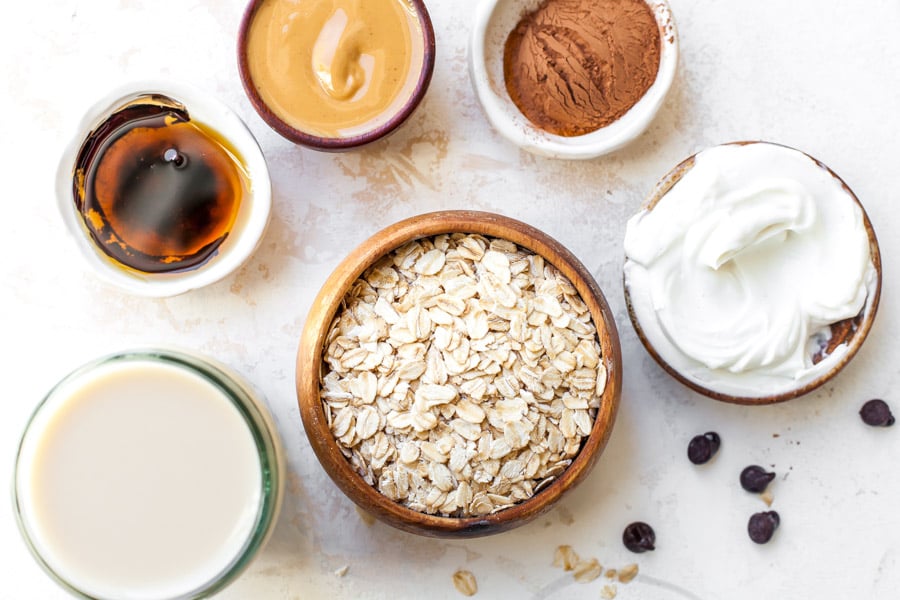 Ingredients for Overnight Oats in a Jar