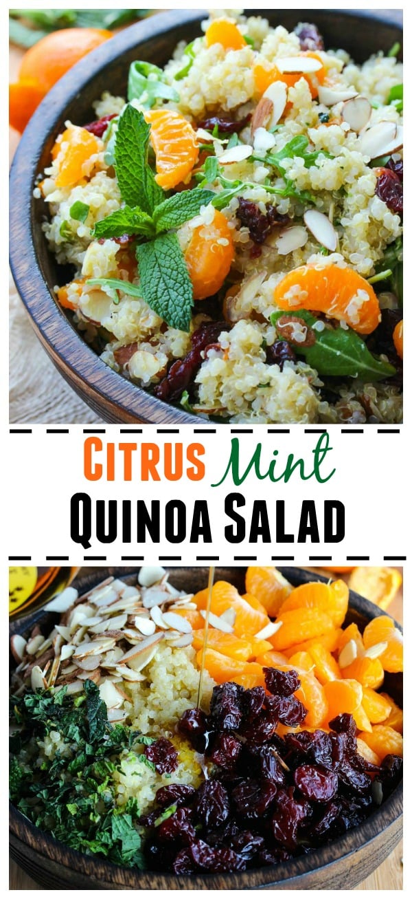 Citrus Mint Quinoa Salad with Cherries & Arugula; A light, nutritious and incredibly simple salad | dishingouthealth.com