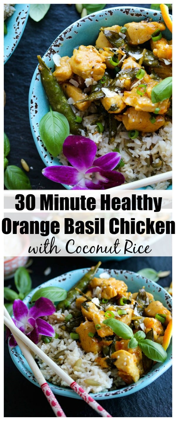 30 Minute Orange Basil Chicken with Coconut Rice