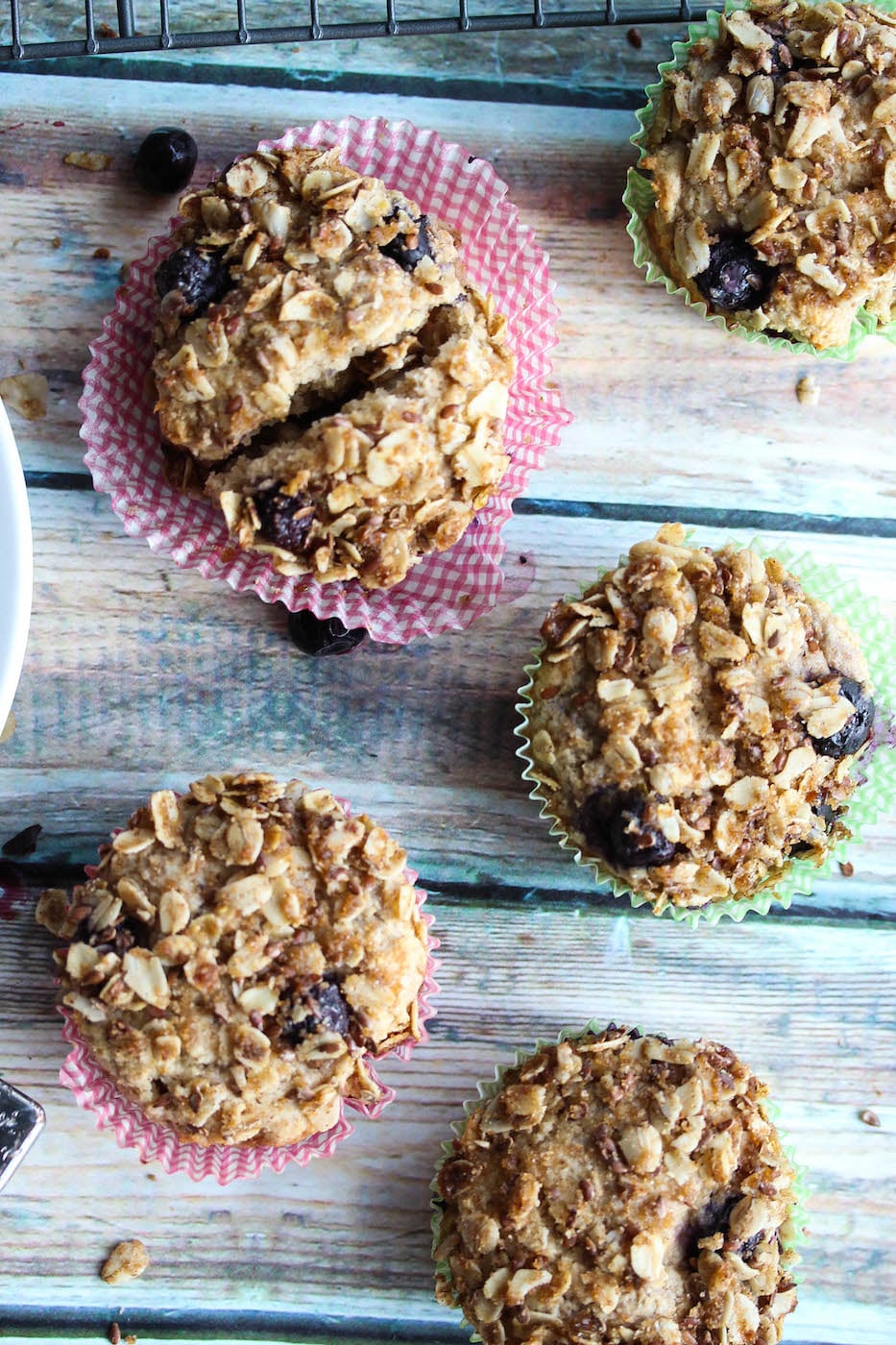 Whole Wheat Blueberry Lemon Greek Yogurt Muffins (high protein, high fiber)