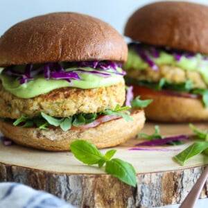 Cauliflower Hummus Burgers with Green Goddess Sauce