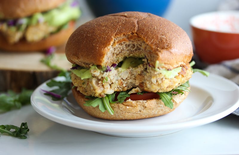 Cauliflower Hummus Burgers with Green Goddess Sauce