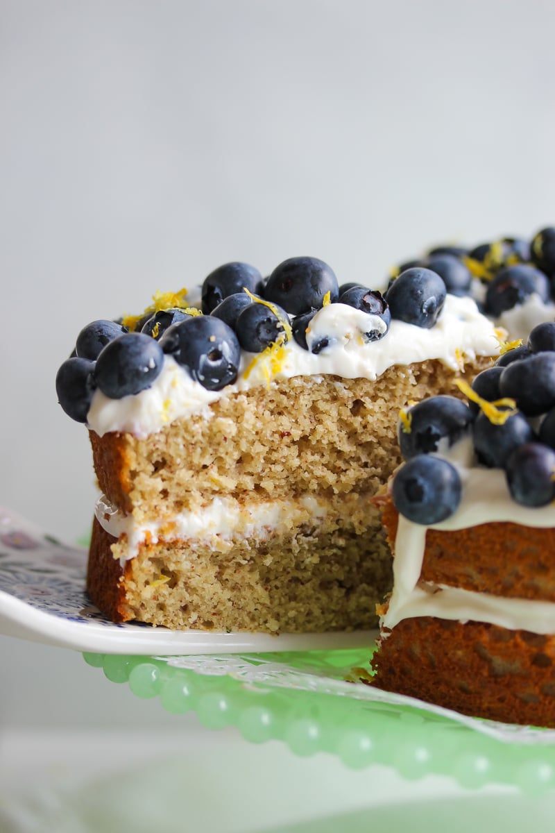 Gluten-Free Lemon Blueberry Greek Yogurt Cake