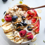 Vanilla Maple Almond Butter Overnight Oats | Dishing Out Health