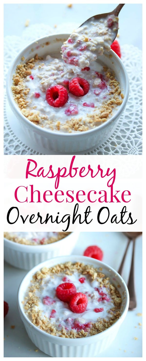 A decadent dessert turned into a nutritious breakfast. Raspberry cheesecake overnight oats are made with protein and fiber-rich ingredients for the ultimate breakfast treat.