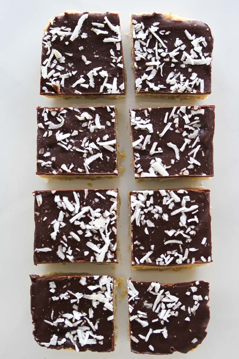 Raw Chocolate Coconut Cashew Bars | dishingouthealth.com