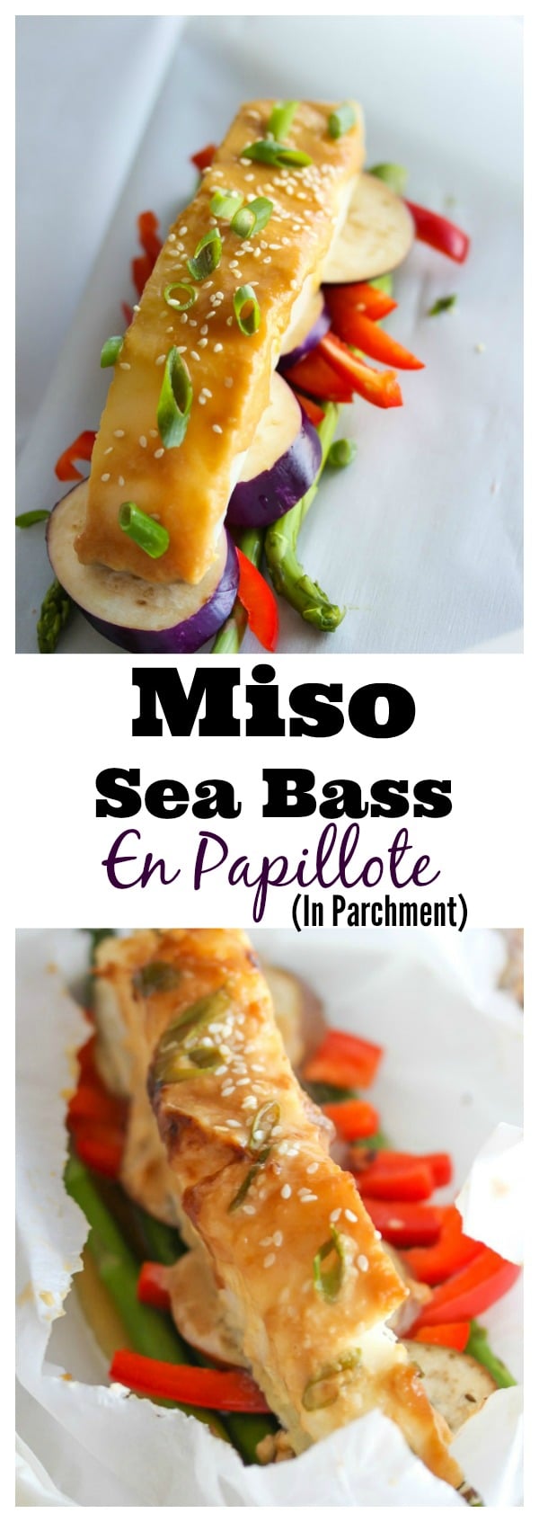 Baked in parchment paper, miso-marinated sea bass and vegetables retain moisture while capturing the essence of Asian-inspired flavors. An easy, healthy weeknight meal. | dishingouthealth.com