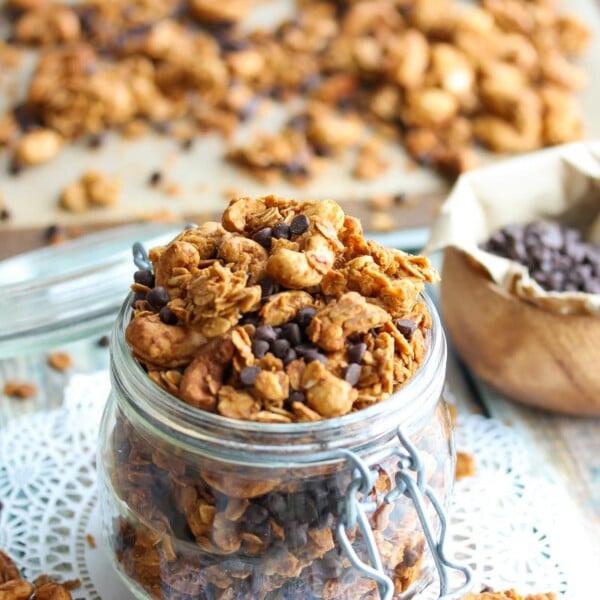 Peanut Butter Cup Granola | dishingouthealth.com