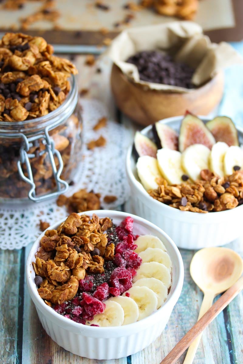 Peanut Butter Cup Granola | dishingouthealth.com