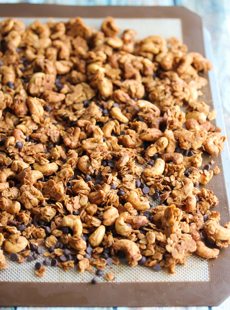 Peanut Butter Cup Granola | dishingouthealth.com