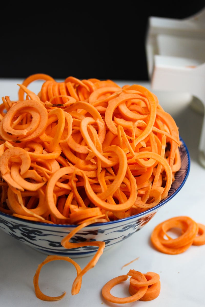 Sesame Cashew Tofu with Sweet Potato Noodles | dishingouthealth.com