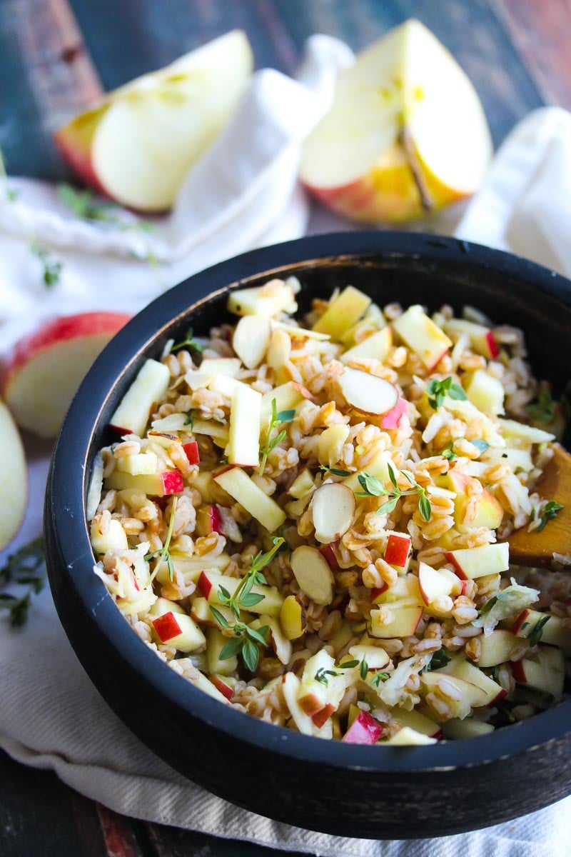 30 Minute Honey Dijon Salmon with Apple Farro