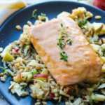 30 Minute Honey Dijon Salmon with Apple Farro