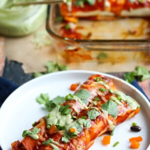 Turkey and Sweet Potato Enchiladas with Avocado Cream