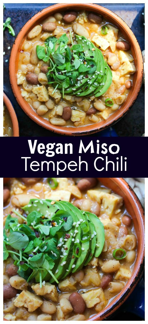 Miso Tempeh Chili (Vegan, Gluten Free, Kid friendly) | dishingouthealth.com