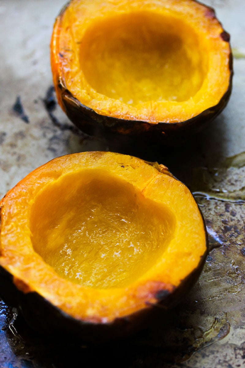 Mushroom and Quinoa Stuffed Acorn Squash | dishingouthealth.com