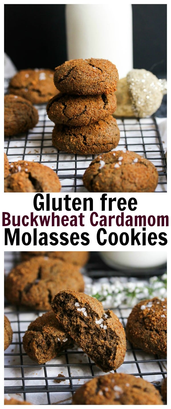 Buckwheat Cardamom Molasses Cookies (gluten free, whole grain) | dishingouthealth.com