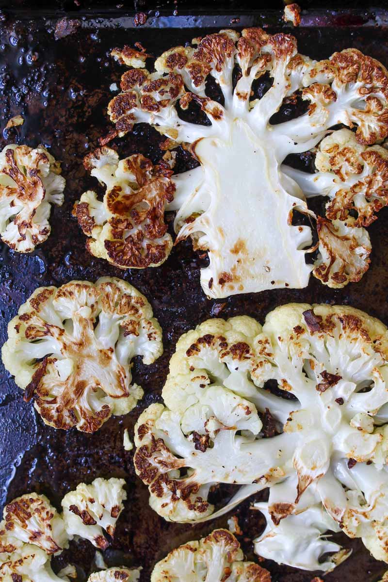 Roasted Cauliflower Steaks with Hemp Chimichurri | dishingouthealth.com