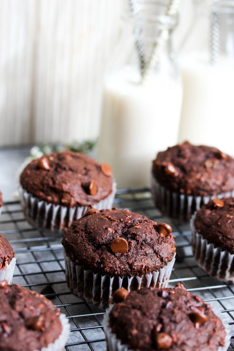 Double Chocolate Beet Muffins | dishingouthealth.com