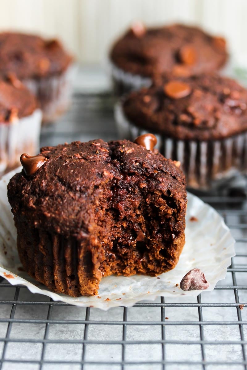 Double Chocolate Beet Muffins | dishingouthealth.com
