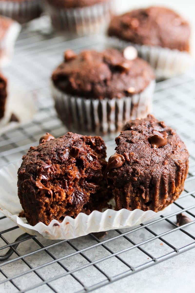 Double Chocolate Beet Muffins | dishingouthealth.com