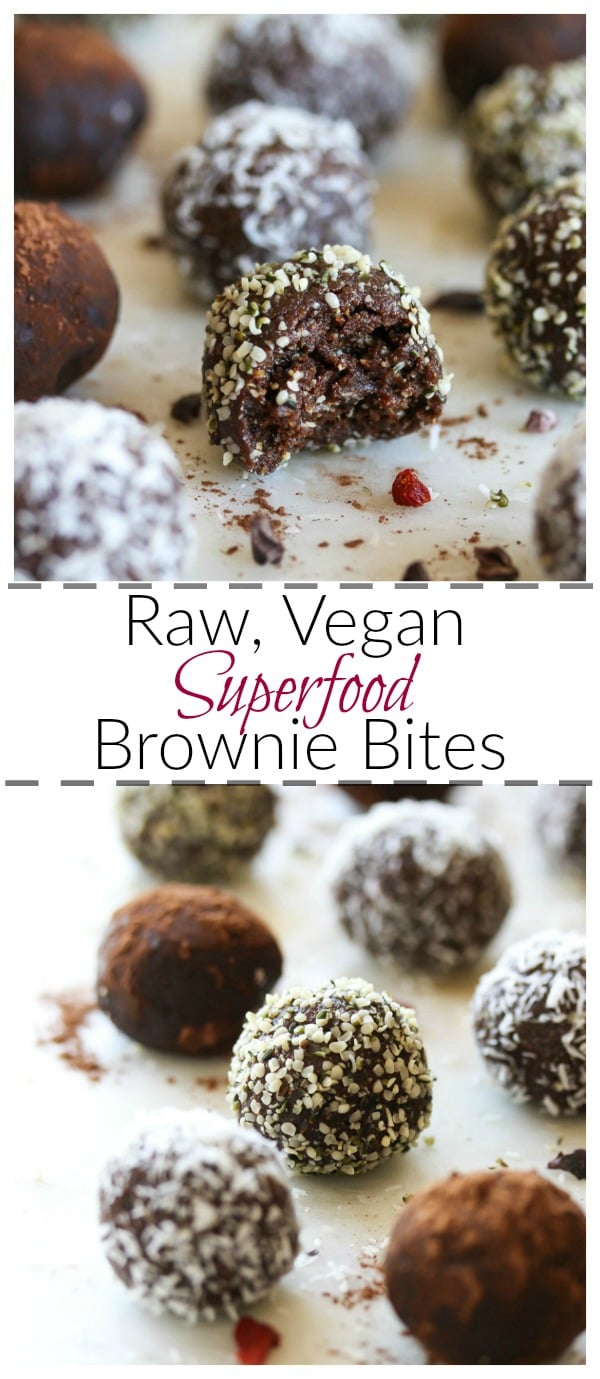 Raw Superfood Brownie Bites (vegan, gluten free) | dishingouthealth.com