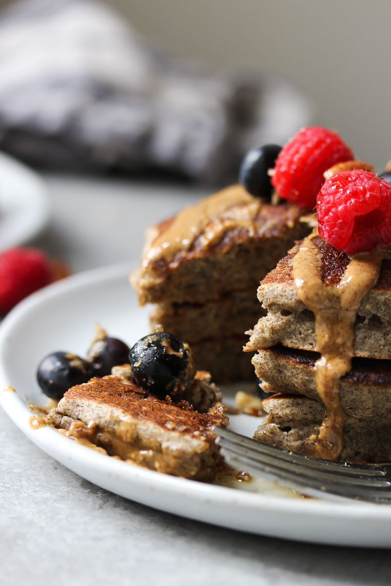 The Fluffiest Buckwheat Banana Pancakes | dishingouthealth.com