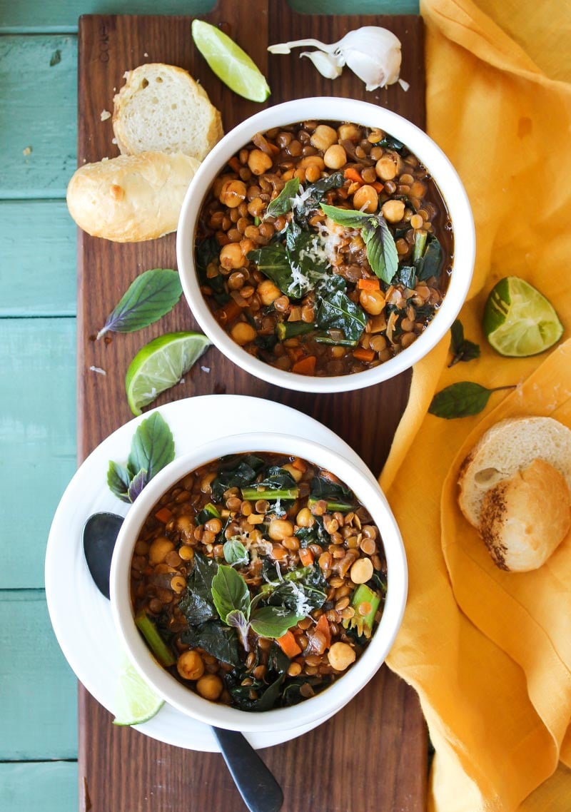 Smoky Chickpea Lentil Soup (vegan, gluten free) | dishingouthealth.com