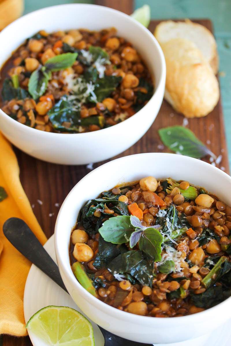 Smoky Chickpea Lentil Soup (vegan, gluten free) | dishingouthealth.com