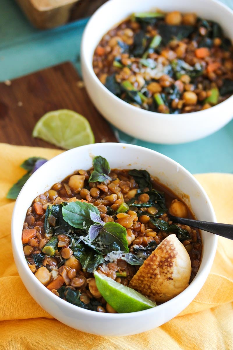 Smoky Chickpea Lentil Soup (vegan, gluten free) | dishingouthealth.com