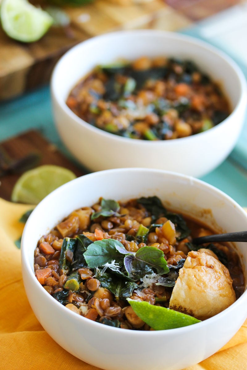 Smoky Chickpea Lentil Soup (vegan, gluten free) | dishingouthealth.com