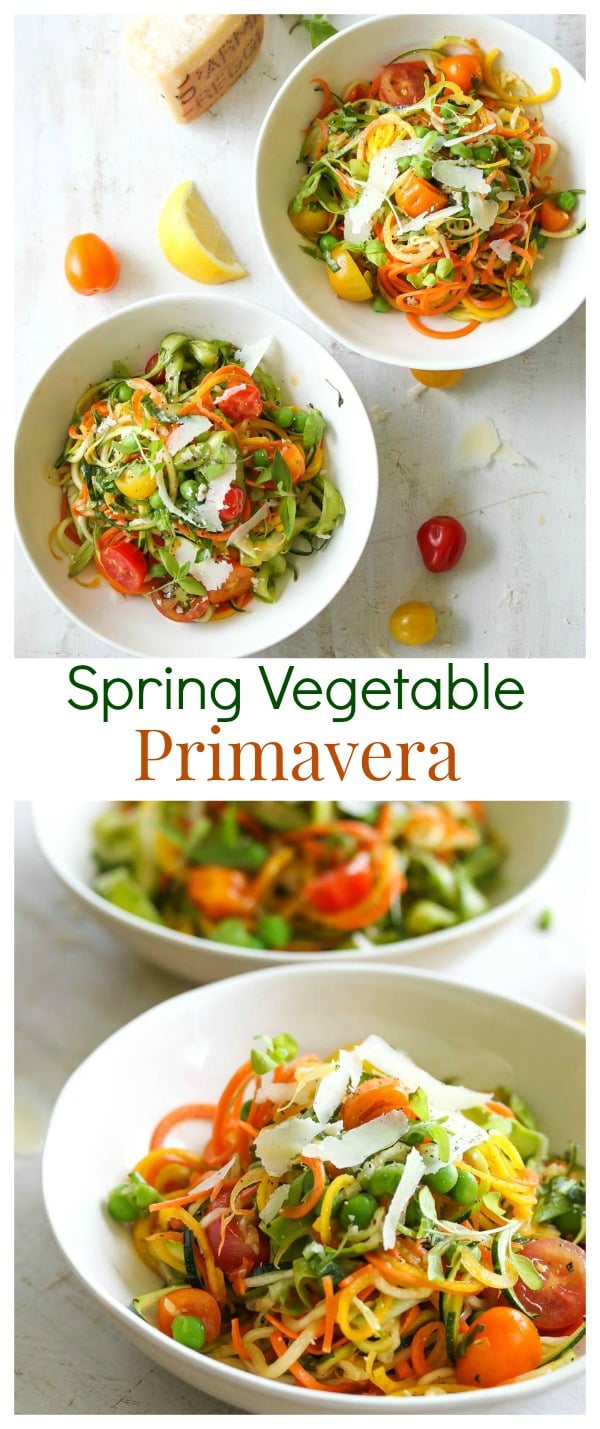 Spring Vegetable Primavera (vegetarian, gluten free) | dishingouthealth.com