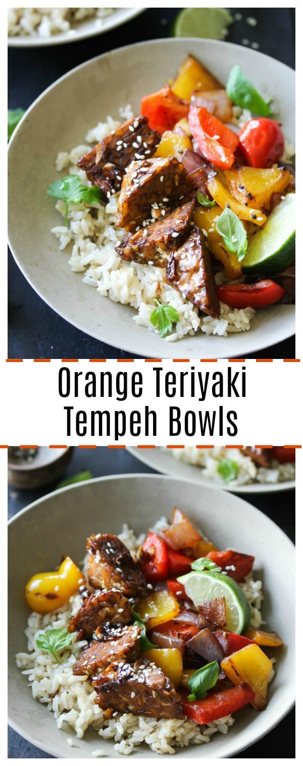 Orange Teriyaki Tempeh Bowls (vegan, gluten free) | dishingouthealth.com