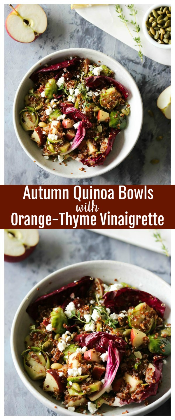 Autumn Quinoa Bowls with Orange-Thyme Vinaigrette | dishingouthealth.com