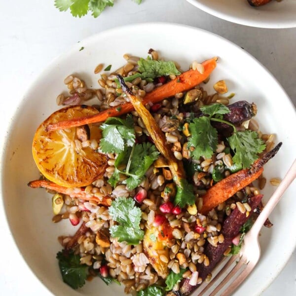 Coriander-Carrot Grain Bowls with Cilantro-Honey Dressing