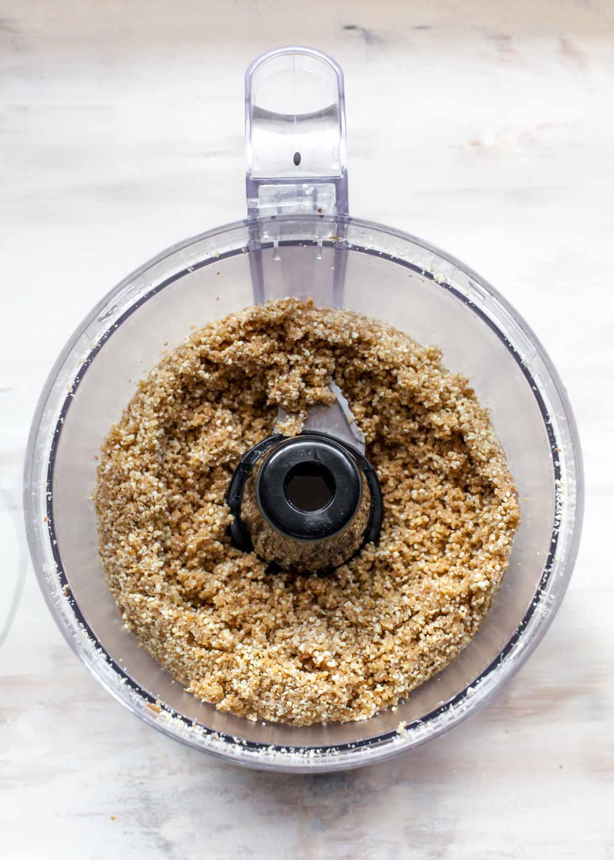 Cashews, peanuts, dates blended in a food processor