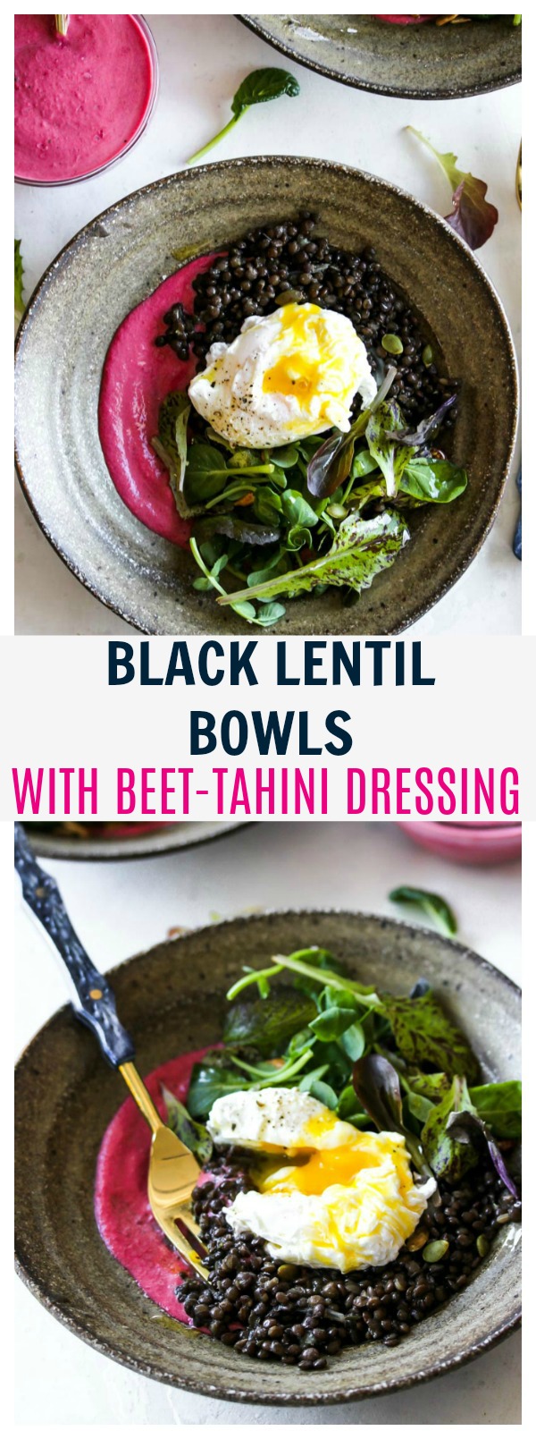 Black Lentil Bowls with Beet-Tahini Dressing