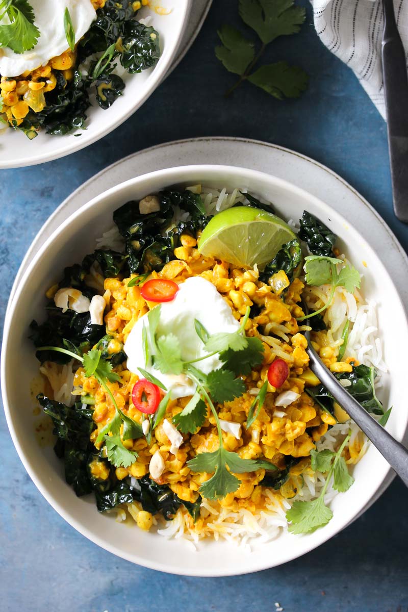 Turmeric-Tempeh Coconut Curry | dishingouthealth.com