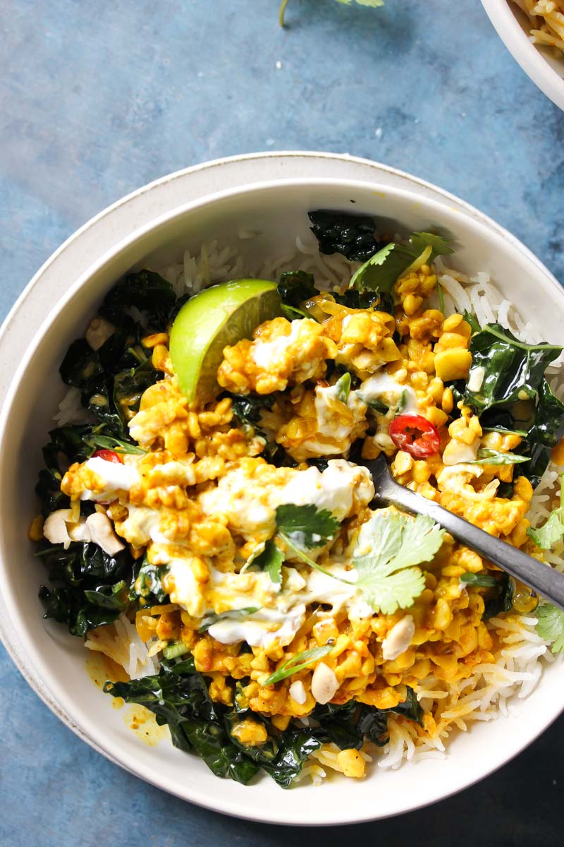 Turmeric-Tempeh Coconut Curry | dishingouthealth.com