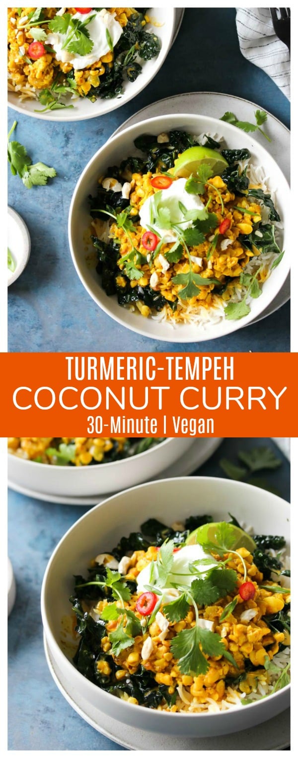 Turmeric-Tempeh Coconut Curry | dishingouthealth.com