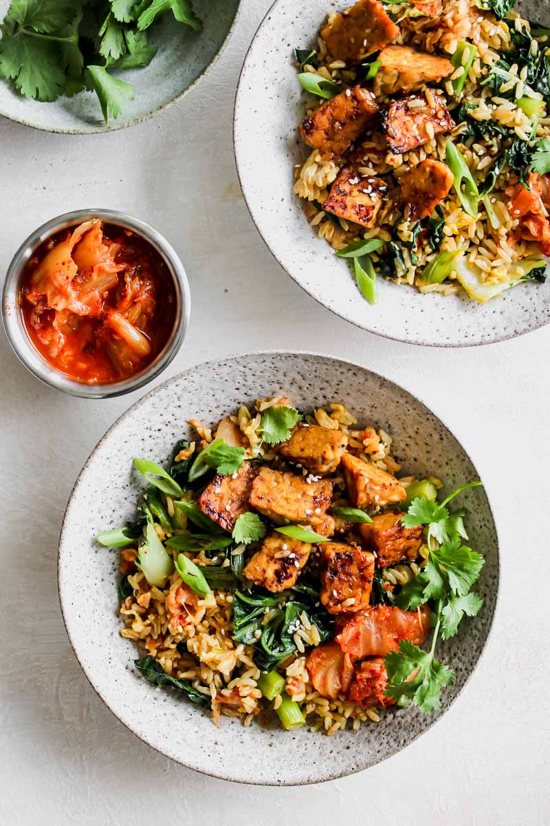 Kimchi Fried Rice with Sesame-Braised Tempeh