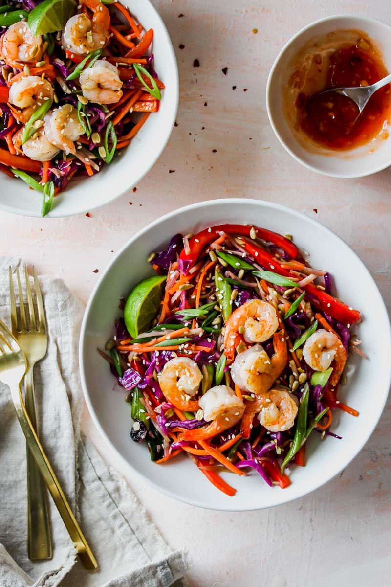Sweet and Sour Shrimp Egg Roll Bowls