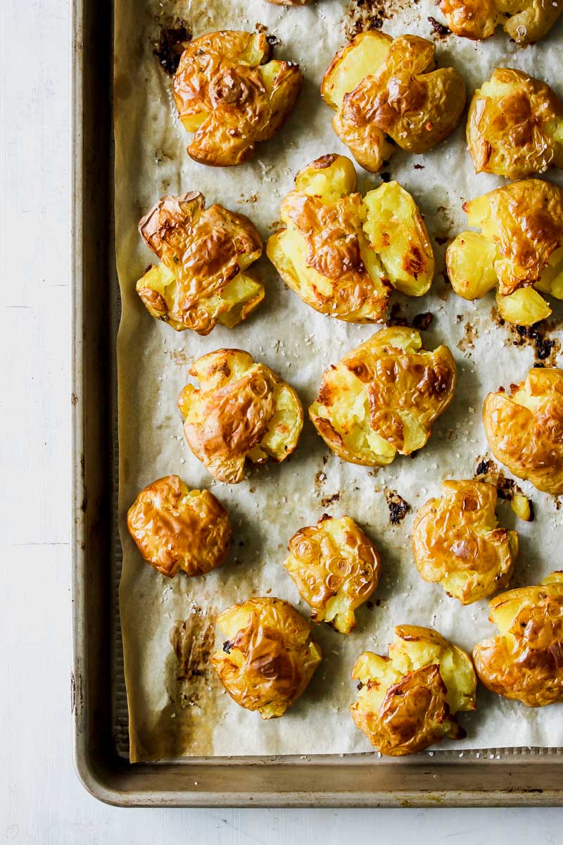 Salt and Vinegar Smashed Potatoes with Miso Ketchup