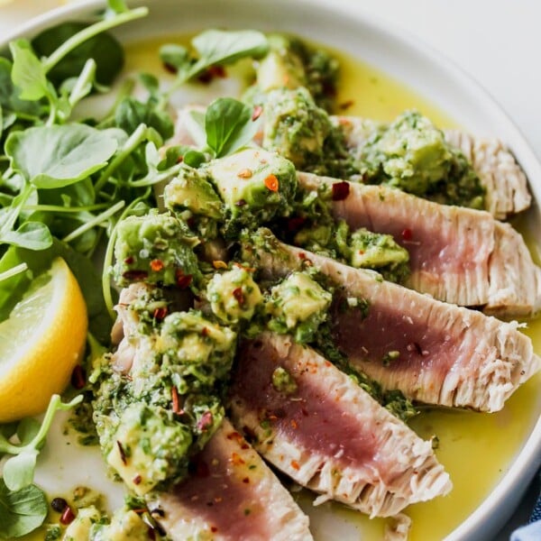 Seared Tuna with Avocado Salsa Verde