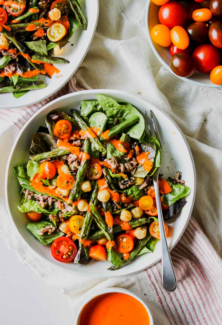 Wild Rice and Bean Salad with Red Pepper Harissa Dressing