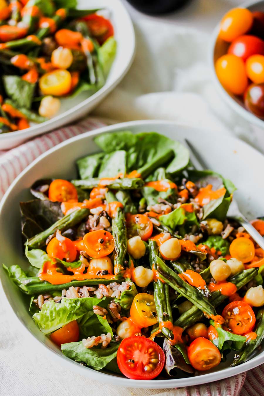 Wild Rice and Bean Salad with Red Pepper Miso Dressing