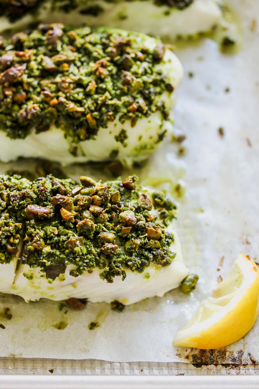 Matcha-Pistachio Crusted White Fish