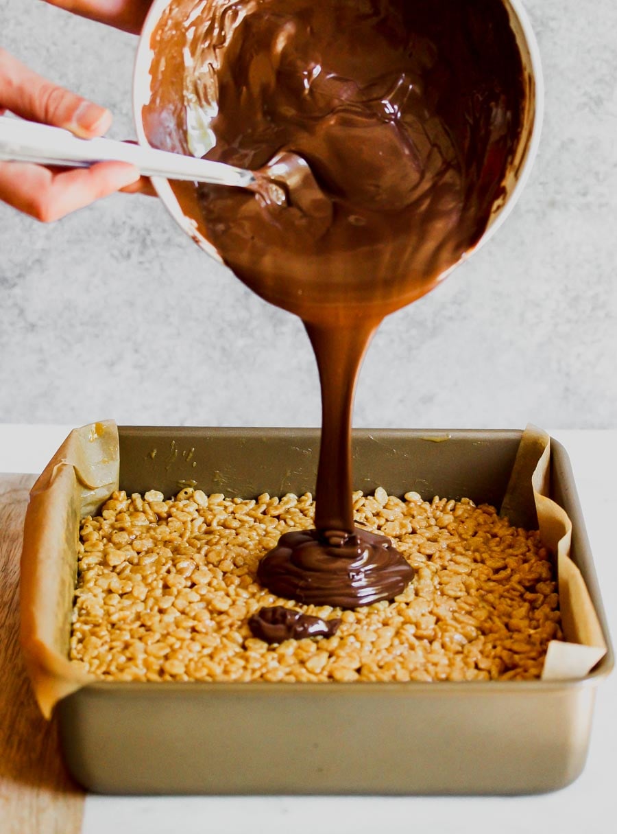 5 Ingredient Peanut Butter Chocolate Crispy Rice Treats