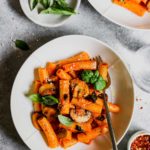 5 Ingredient Roasted Red Pepper Pasta with Mushrooms