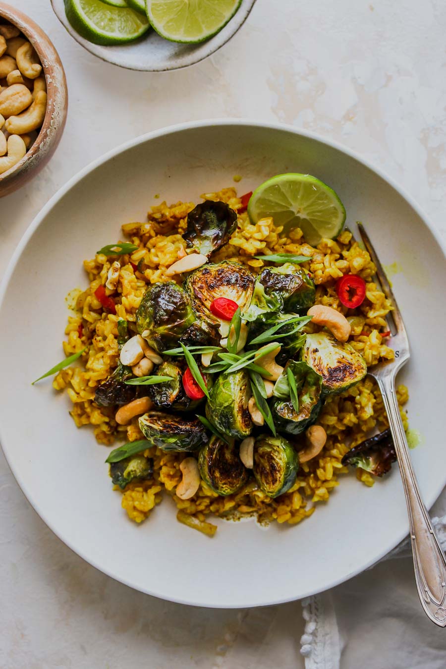 Curried Brown Butter Rice Bowls with Crispy Sprouts